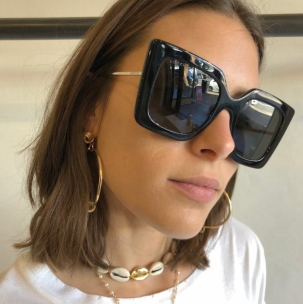 Gucci Oversized Square Havanah Pink Butterfly Sunnglases GG0453 Luxury #53 - Picture 7 of 17